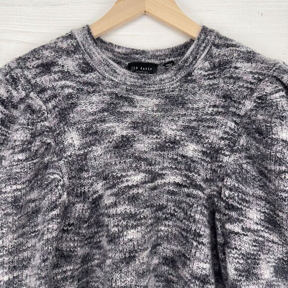 Ted Baker Jumper Sweater Women US 10 Extreme Sleeve Pullover Wool Mohair Gray - Picture 4 of 16